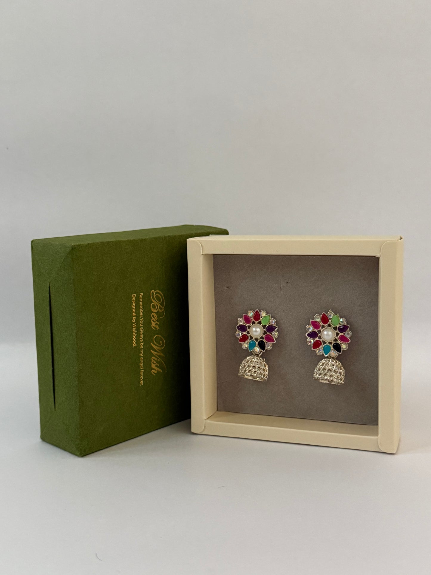 Multi-Color Pearl & Stone Jhumka Earring