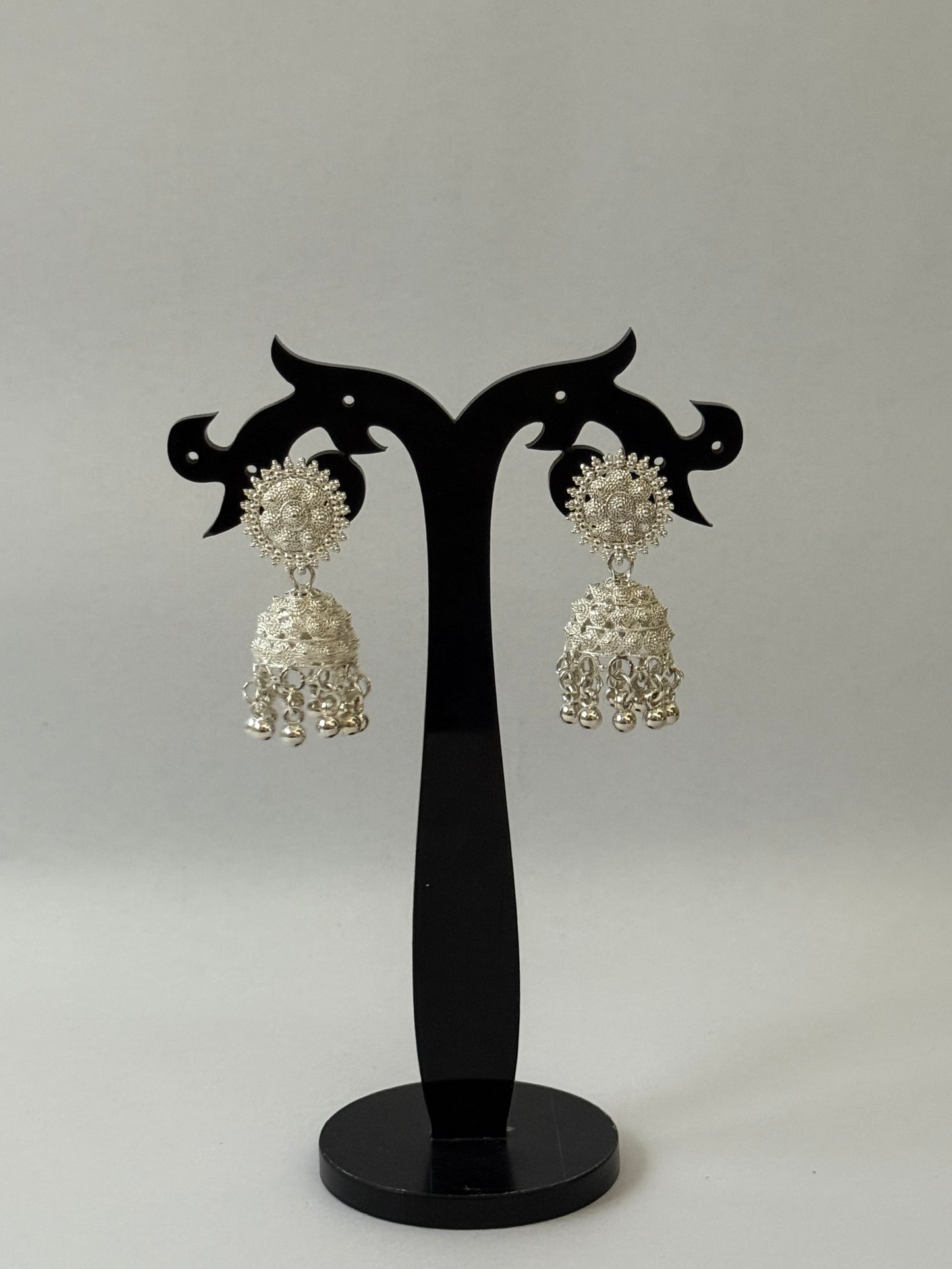 Silver Plated Floral Jhumka Earrings | Gift Box Packaging