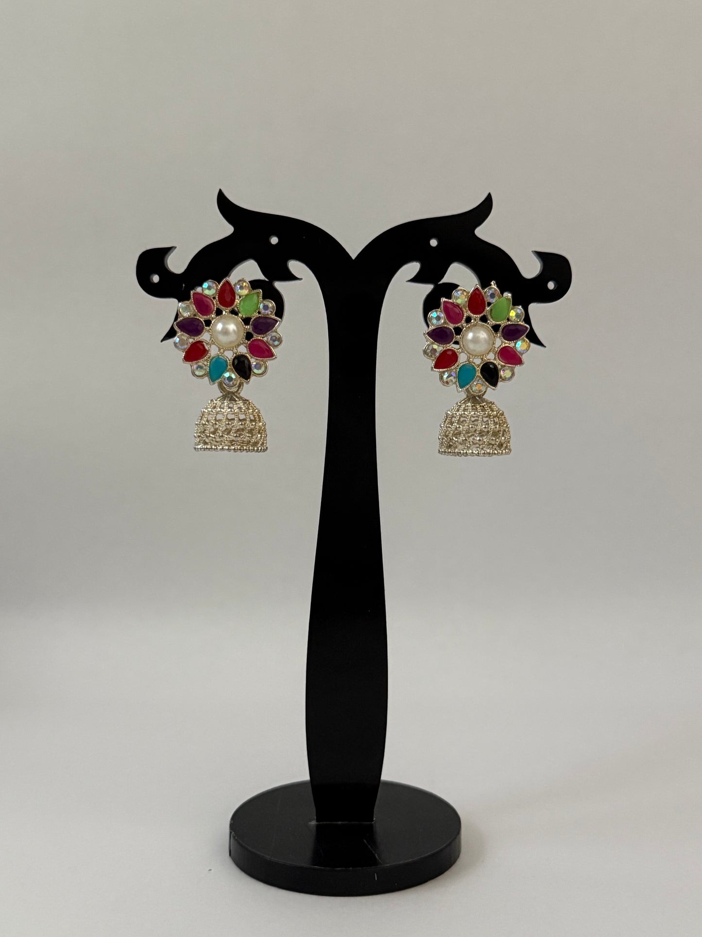 Multi-Color Pearl & Stone Jhumka Earring